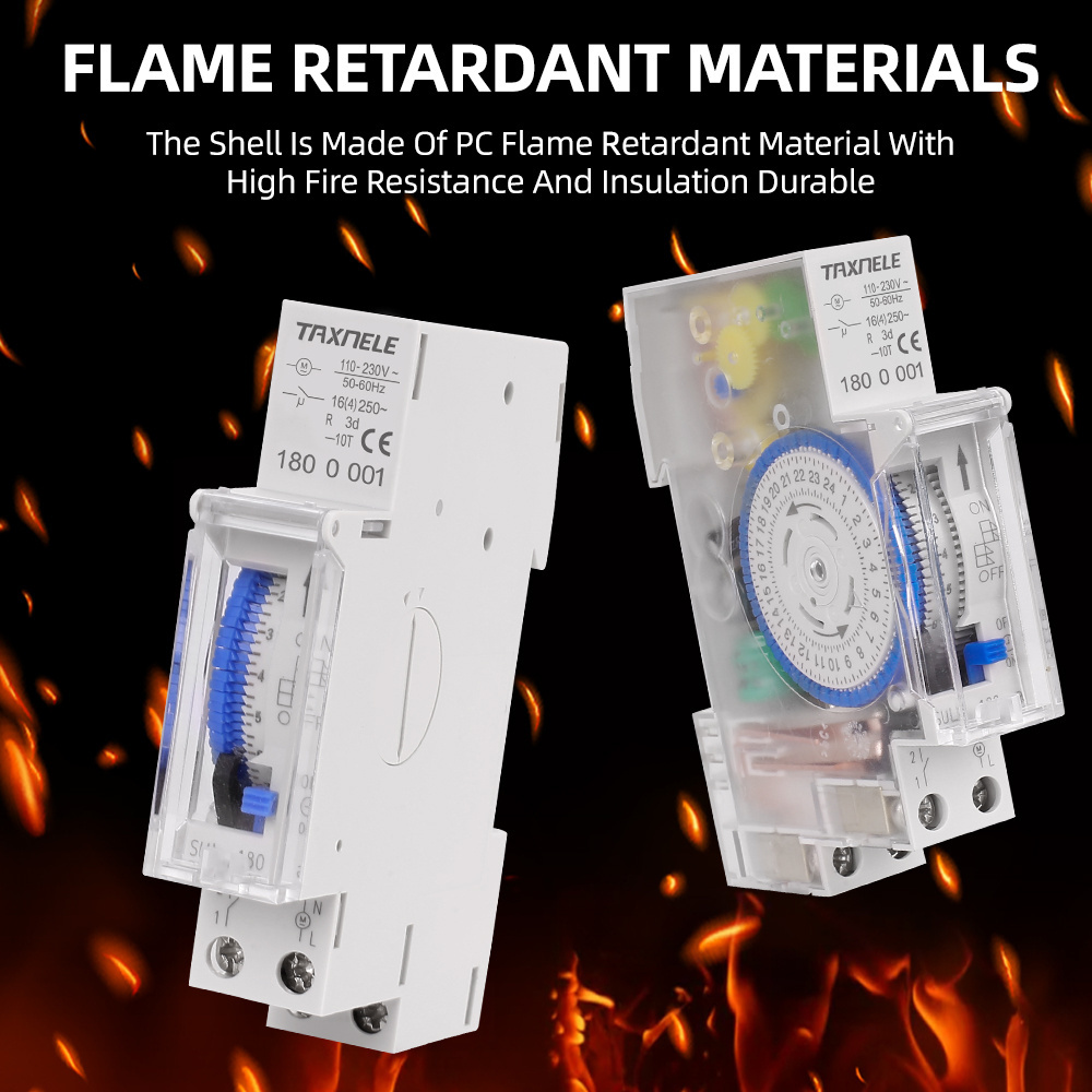 SUL180a Timer Switch 24 Hours Relay Analogues Electrical Programmable AC 220V 16A Battery 35mm Din Rail Mechanical Time Switch