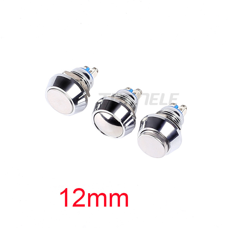 12mm 16mm 19mm 22mm reset screw metal push button 1NO Horn Push Botton Switch Domed Momentary Switch round high flat head