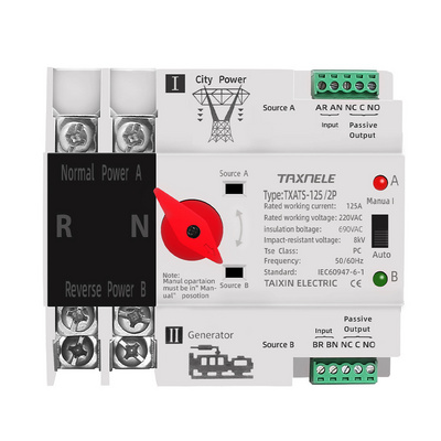 MCB type Dual Power Automatic transfer switch 2P 4P 63A 100A 125A ATS Circuit Breaker Electrical Switch