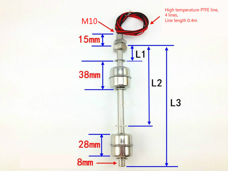 Float Switch Stainless Steel liquid water level sensor horizontal Double Ball float switch, Vertical installation switch