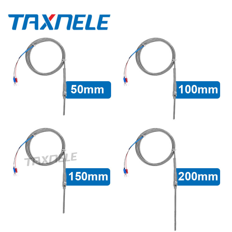 J type Thermocouple Stainless Steel probe Thermocouple 100mm 200mm 2m Cable Wire Length, J type thermocouple temperature sensor