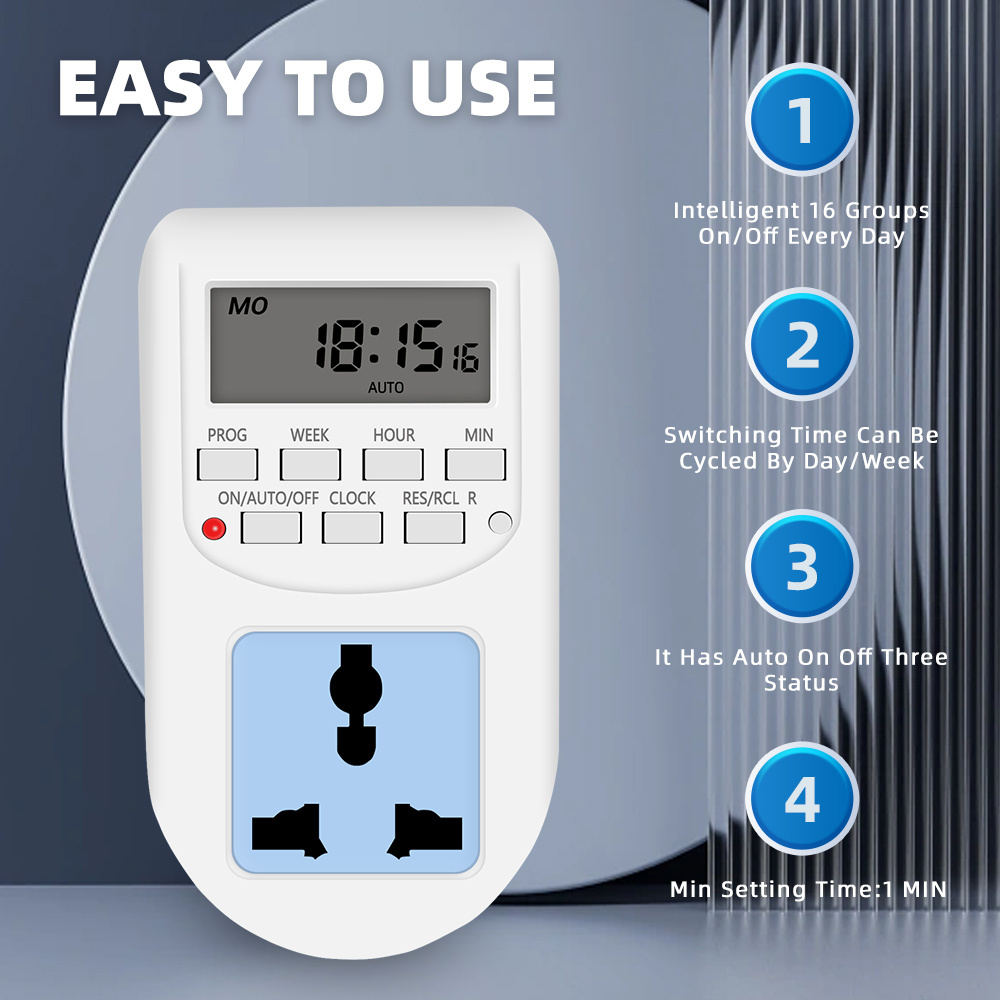 AL-06 Digital Timer Switch 220VAC 10A digital timer Digital Programmable Timer Universal Socket EU Plug