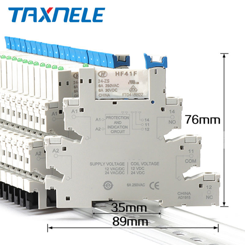 Din Rail Relay Module Switch HF41F 12V 24V DC Integrated PCB Board  SSR Solid Sate Relay Interface Voltage Contact Relay Module