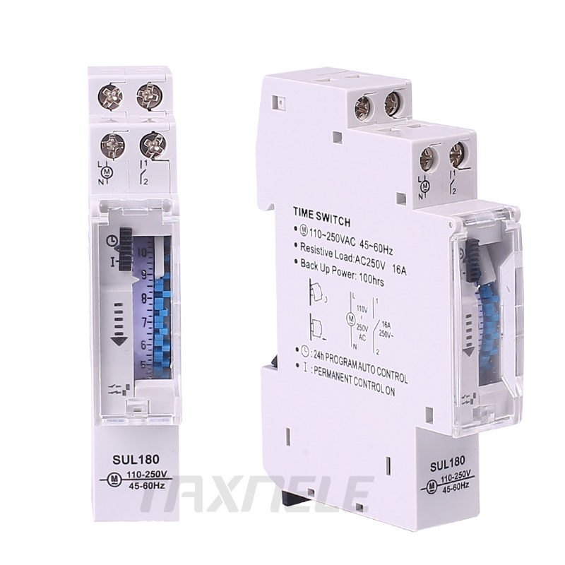 DIN Rail SUL180 Time Switch Mechanical Timer Switch 24 Hours Programmable Timer 16A Time Switch