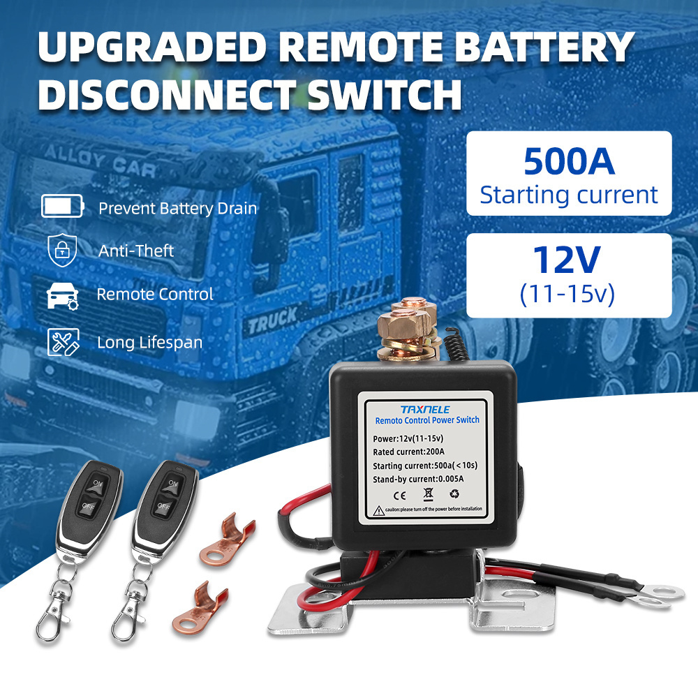 Universal Battery Switch Relay Wireless Remote Control Disconnect Cut Off Isolator Master Switches 12V 120A 200A 500A