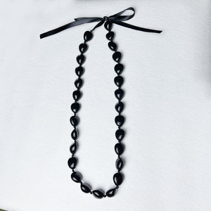 4 Colors Factory Stock Graduation Kukui Nut Lei Necklaces Class Of 2024 Graduation Black Nut With Flower Party Accessories