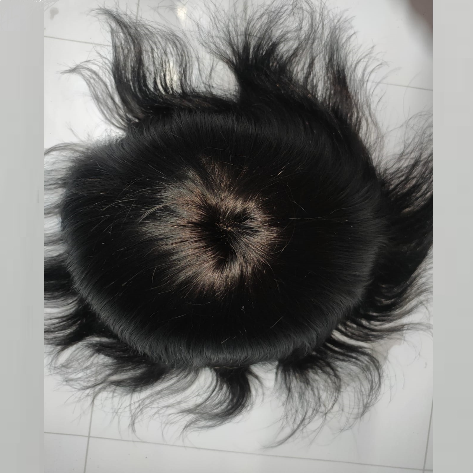 Wholesale Stock fine durable mono base toupee with clear poly skin all around men wig human hair men's toupee mono style