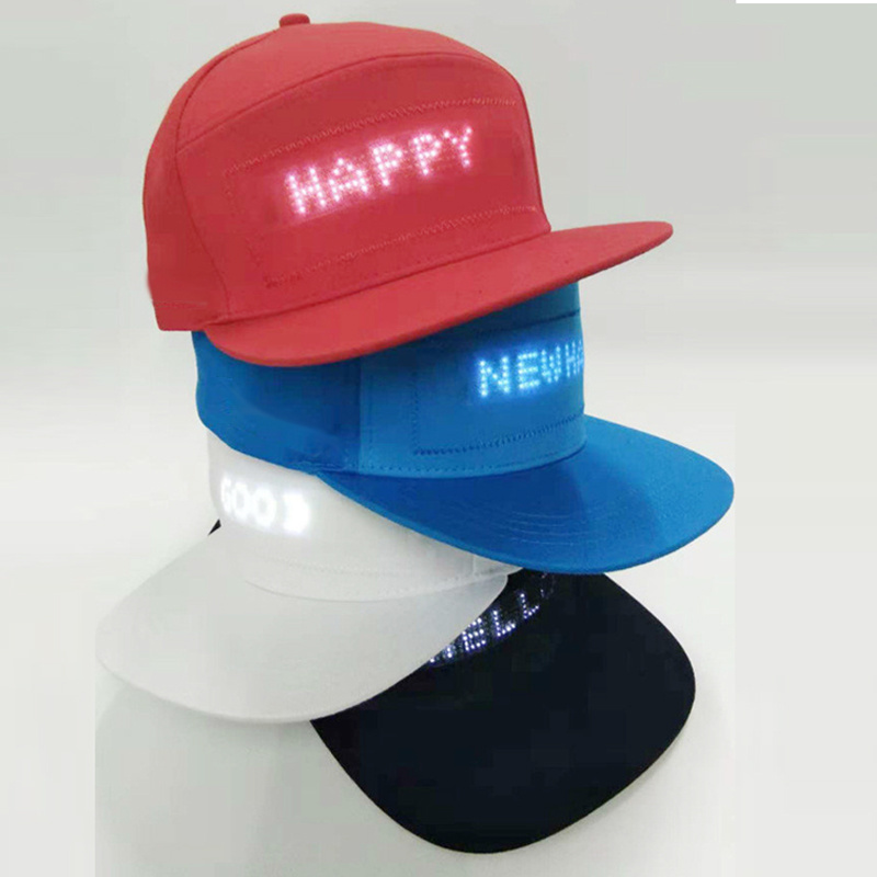 LED Flashing Light UP Hat Sports Travel Sun Protect Baseball Cap APP Controlled Message Display LED  Hat C-ap