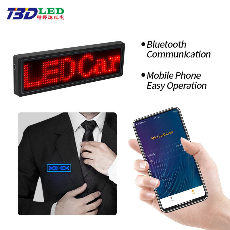 Customize Programmable LED Display Name Badges Wireless APP LED Name Card rechargeable mini LED ticker