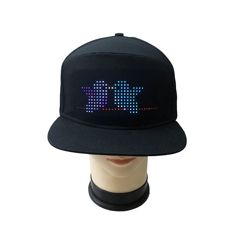 Wholesale USB Rechargeable led hat scrolling messages led lights baseball cap party sports smart luminous led cap hat