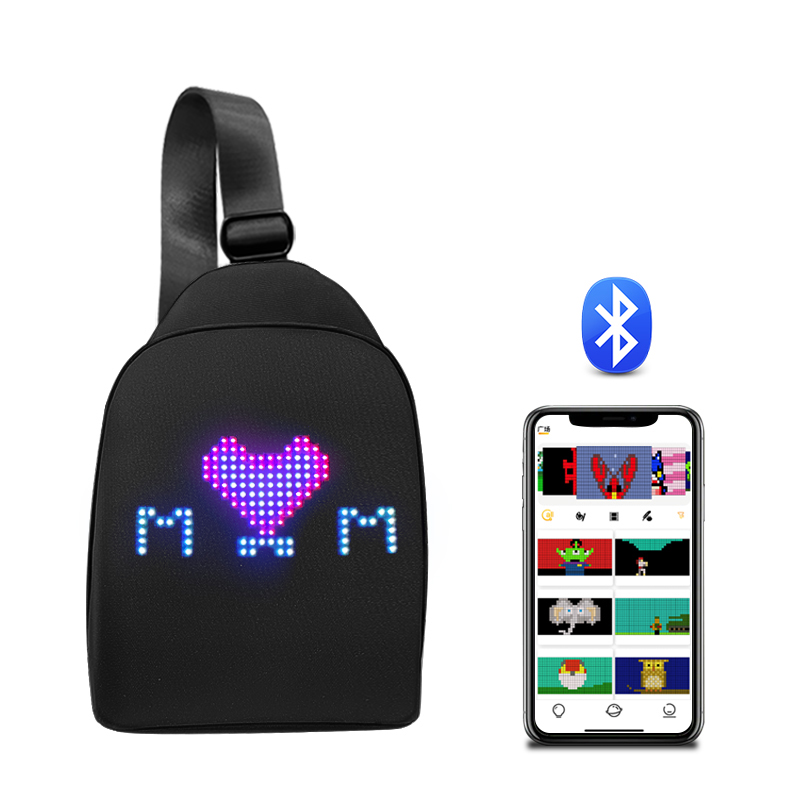 Colorful  Dynamic led waist bag DIY Light City Backpack Mobile DIY Animation GIF Display LED Bag Advertising Design Led Bag Pack