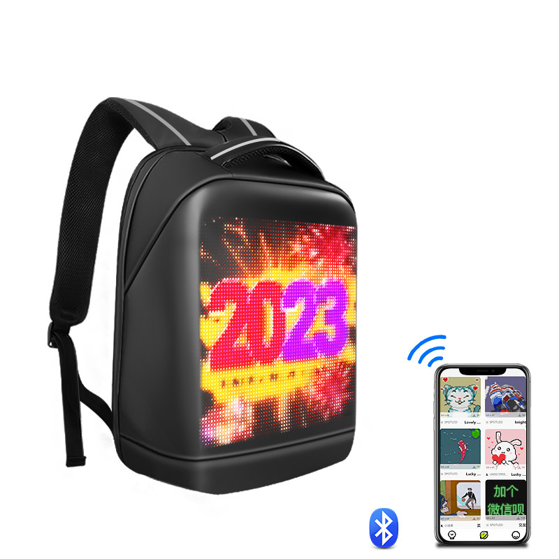 Smart Laptop animated LED Backpack DIY Fashion digital led bag Waterproof Shoulder Travel backpack light for Men Woman