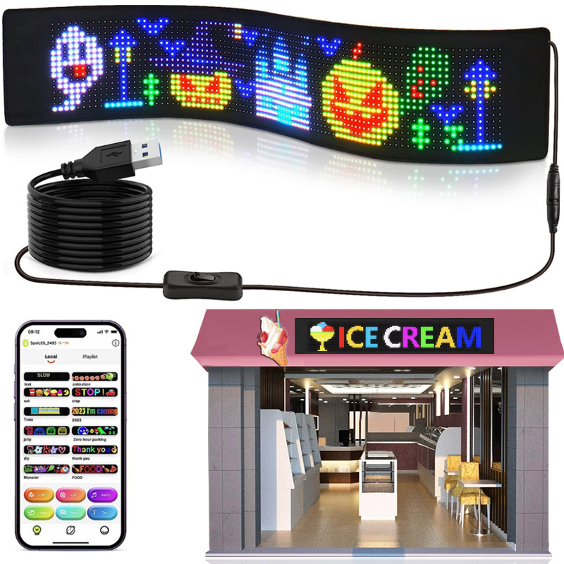 Car Rear Window Expression Light Flexible Advertising Screen Car Led Scrolling Caption Display USB Windshield Electronic Screen