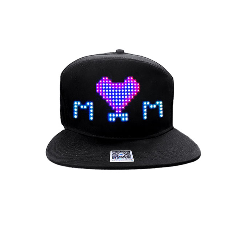 Wholesale USB Rechargeable led hat scrolling messages led lights baseball cap party sports smart luminous led cap hat