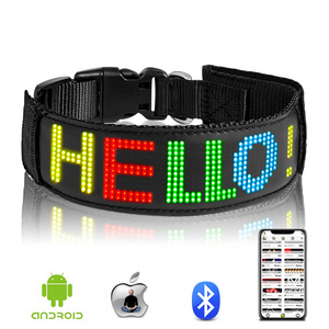 Light Up RGB Full Color LED Dog Collars USB Battery Rechargeable Free Size Adjustable LED Display Dog Collar Glow Safety Collars