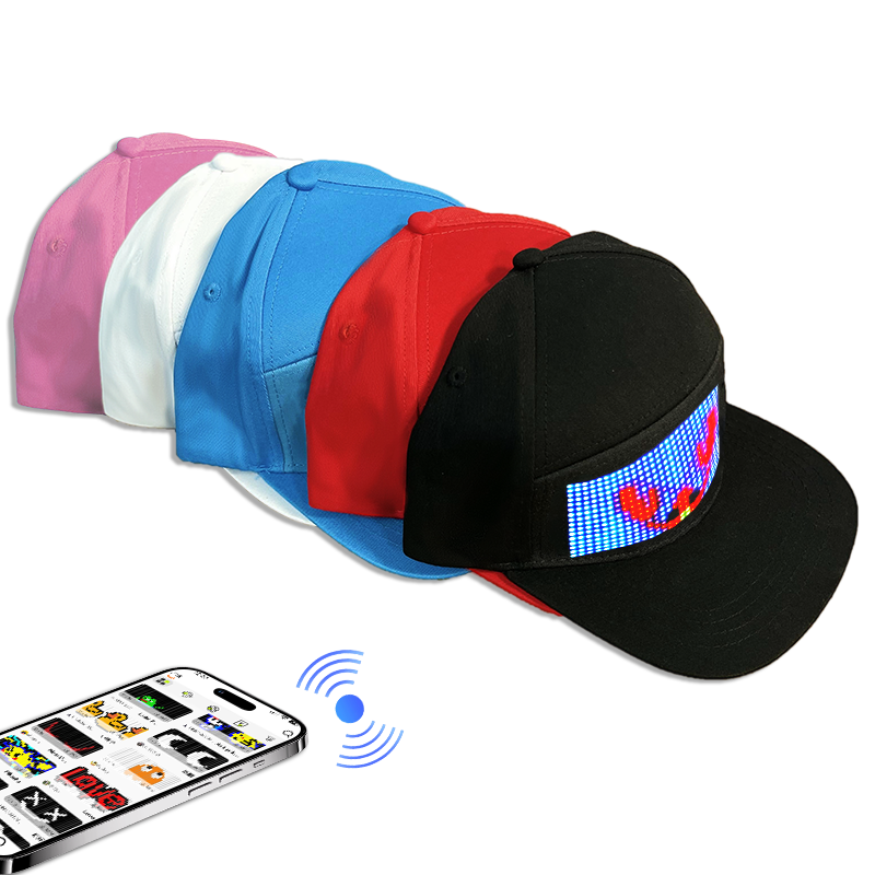 usb rechargeable screen programmable led caps and hats smart app programmable DIY text animation graffiti display party hat cap