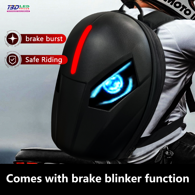 LED Backpack with Eyes Electronic Knight Bags with Programmable Screen Waterproof Rider Backpack LED Motorcycle Backpack