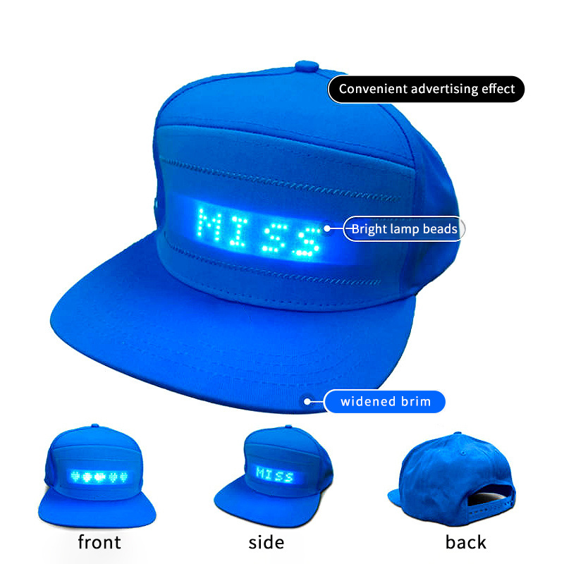 App Programmable LED Message Hats Rechargeable Glowing Logo Baseball Cap Luminous Party Hat Light Up Scrolling LED Display Caps