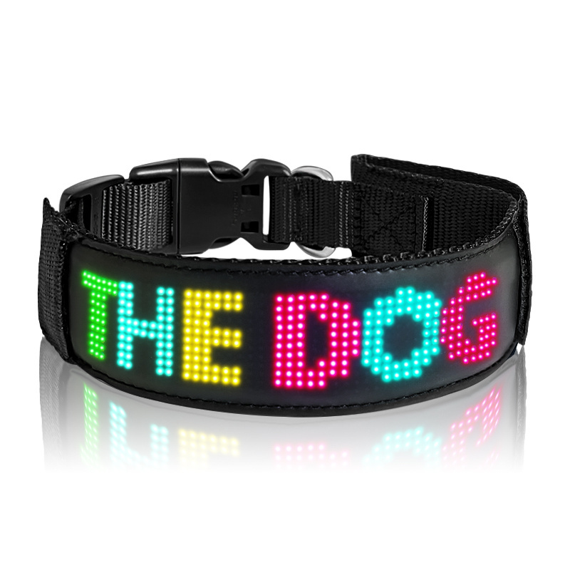 RGB Color Light Up  LED Dog Collar USB Battery Rechargeable Free Size Adjustable LED Display Dog Collar Glow Safety LED Collars