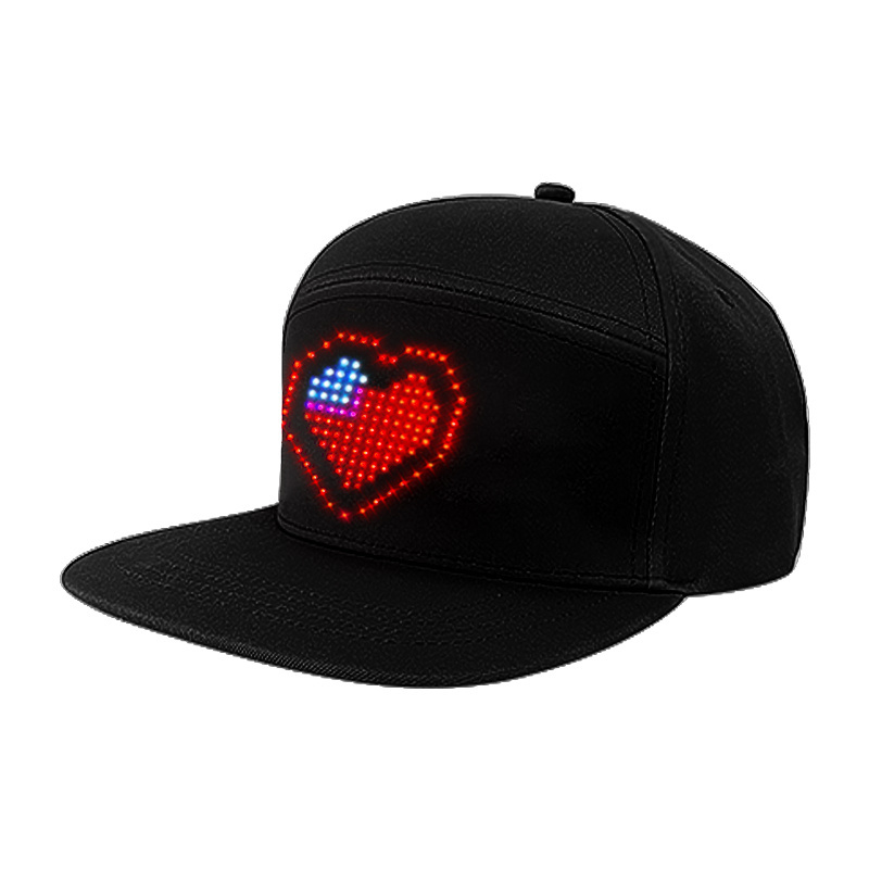 Custom EL LED Flashing Light up Cap rgb text animate diy graffiti logo  light high quality baseball cap, programmable led hat