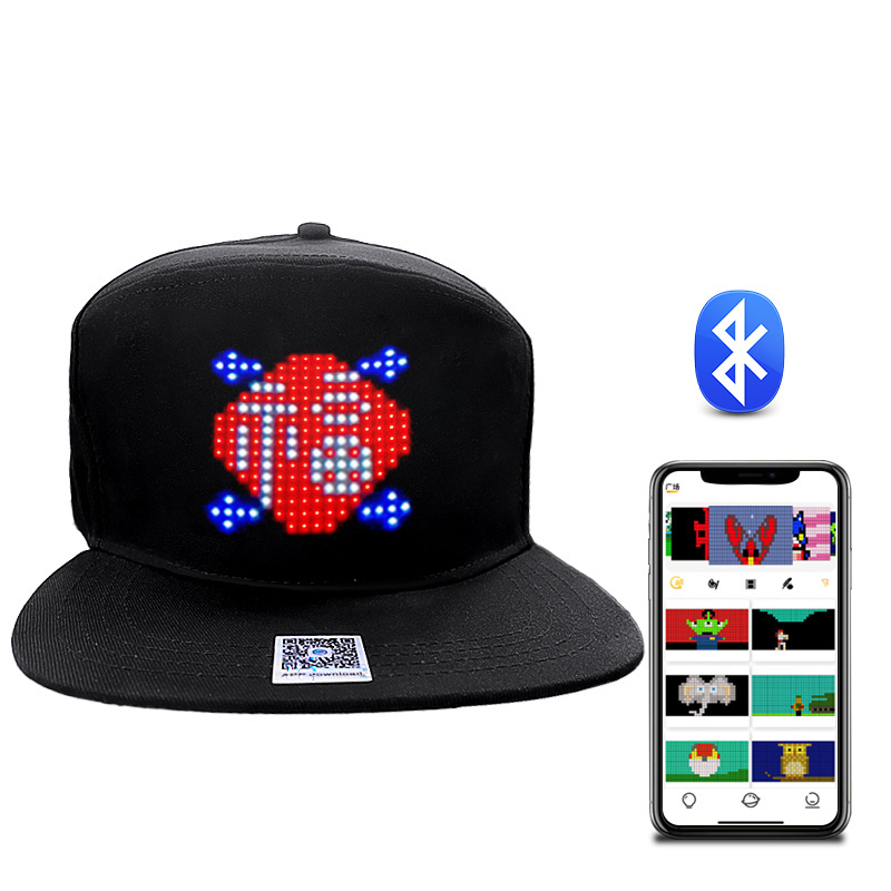 Multi-Language LED Smart Cap Spots Baseball Hat Mobile APP Control Editing LED Display Hat Led Lamp Word  Display Hat for Party