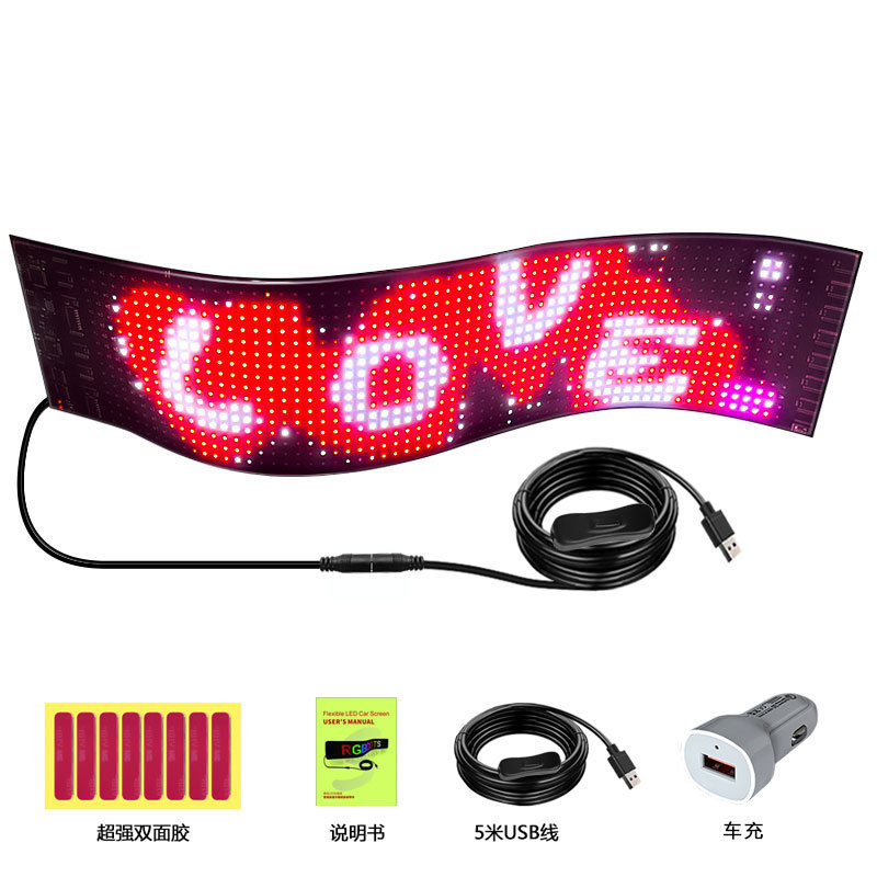 Advertising Scrolling Programmable LED Car Sign Board Waterproof Material Flexible LED Display For Car Shop Bar APP Edit Sign