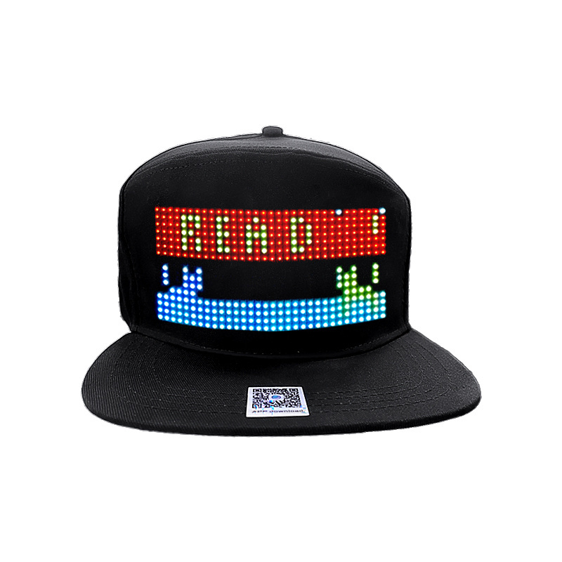 Custom EL LED Flashing Light up Cap rgb text animate diy graffiti logo  light high quality baseball cap, programmable led hat