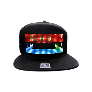 Custom EL LED Flashing Light up Cap rgb text animate diy graffiti logo  light high quality baseball cap, programmable led hat