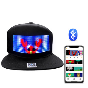 Multi-Language LED Smart Cap Spots Baseball Hat Mobile APP Control Editing LED Display Hat Led Lamp Word  Display Hat for Party