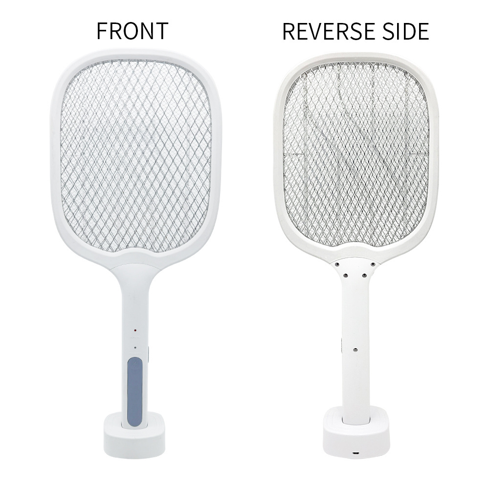 2023 popular household insect racket USB recharge  fly swatter with base  bug zapper 3 in 1 electric mosquito killer lamp