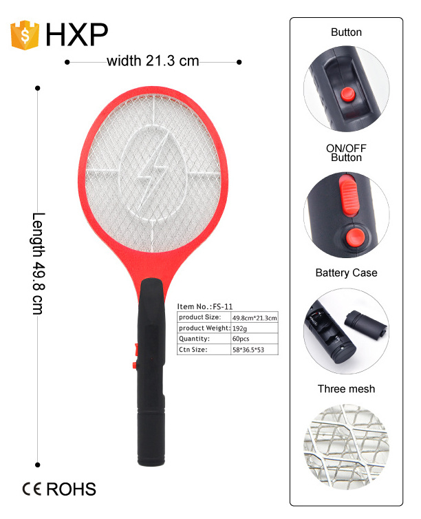 Korean Hot Sale Battery Operated Mosquito Swatter Bug Zapper Fly Swatter Double switch Mosquito Bat