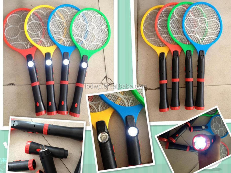 hot sales electric recharge mosquito swatter with flashlight 4 LED torch racket bat