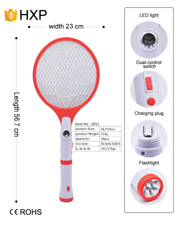 Household Pest Control Electric Mosquito Racket with Torch 4 LED Fly Swatter Bat Mosquito Killer