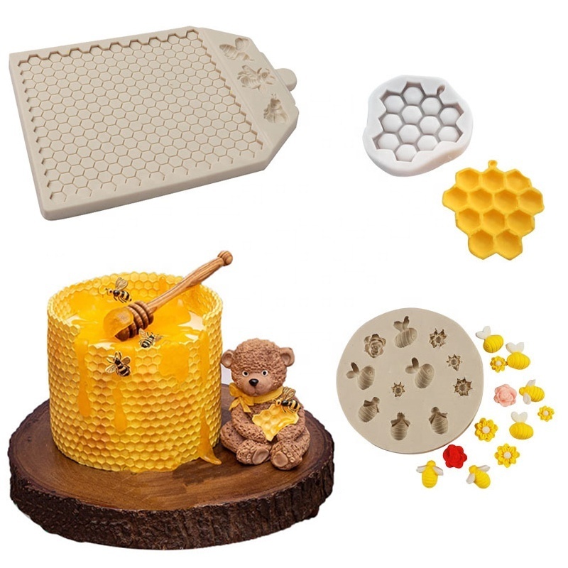 DM718 Honeycomb Baking Cake Decorative Silicone Mold 3D Bee Fondant Mold Chocolate Candy Biscuit Mold