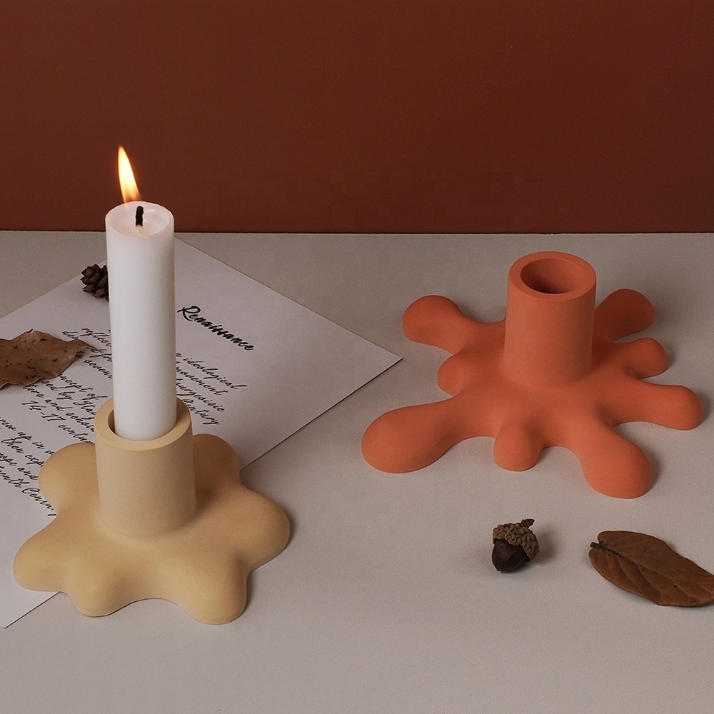 DM794 Concrete Cement Candlestick Candle Holder Mold Gypsum Decoration Epoxy Resin Silicone Mold Making