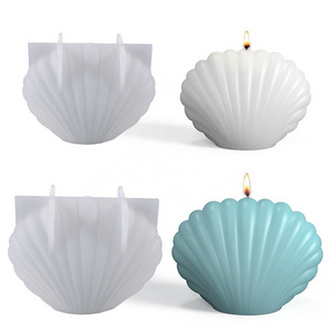 DM323 DIY Scalloped Seashell Scented Candle Silicone Resin Mold Sea Shell Shape Moldes De Silicon Handmade Table Ornament