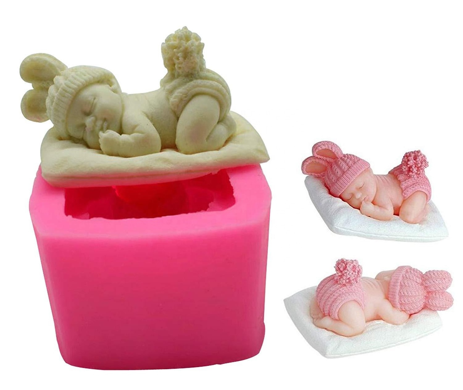 DM693 3D Sleeping Baby Silicon Soap Mold Cute Newborn Baby Candle Cake Chocolate Molds Resin Crafts Decoration Tools