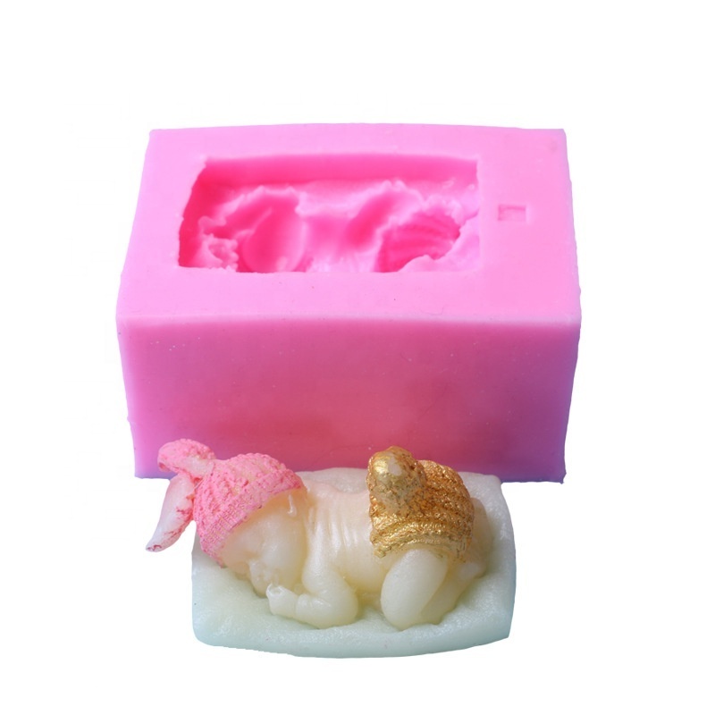 DM693 3D Sleeping Baby Silicon Soap Mold Cute Newborn Baby Candle Cake Chocolate Molds Resin Crafts Decoration Tools