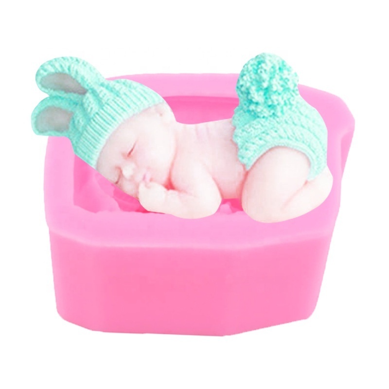 DM693 3D Sleeping Baby Silicon Soap Mold Cute Newborn Baby Candle Cake Chocolate Molds Resin Crafts Decoration Tools