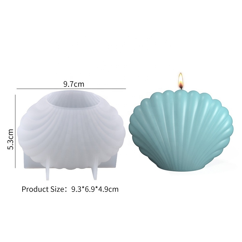 DM323 DIY Scalloped Seashell Scented Candle Silicone Resin Mold Sea Shell Shape Moldes De Silicon Handmade Table Ornament