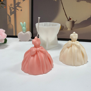 DM542 3D Bowknot Wedding Dress Candle Molds DIY Handmade Gift Moldes De Silicon Scented Silicone Bride Shape Moulds Opp Bag