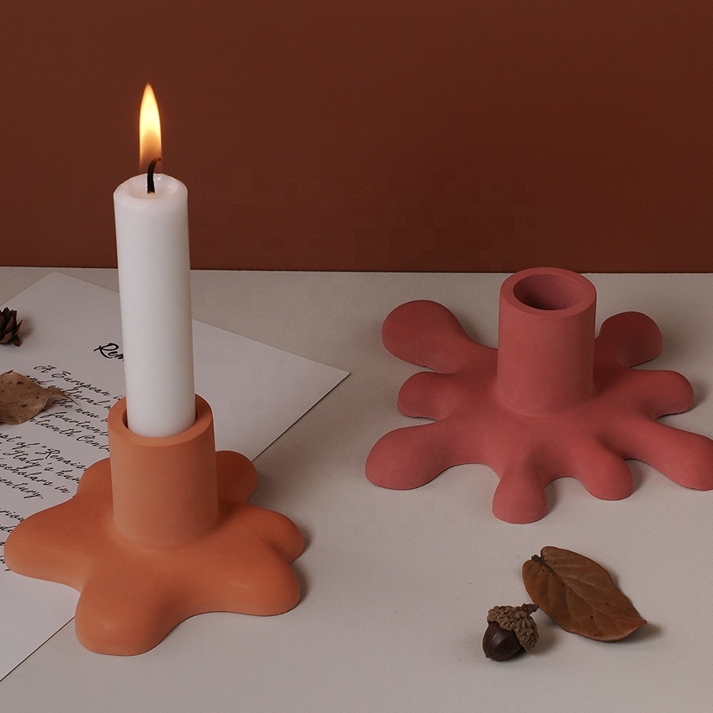 DM794 Concrete Cement Candlestick Candle Holder Mold Gypsum Decoration Epoxy Resin Silicone Mold Making