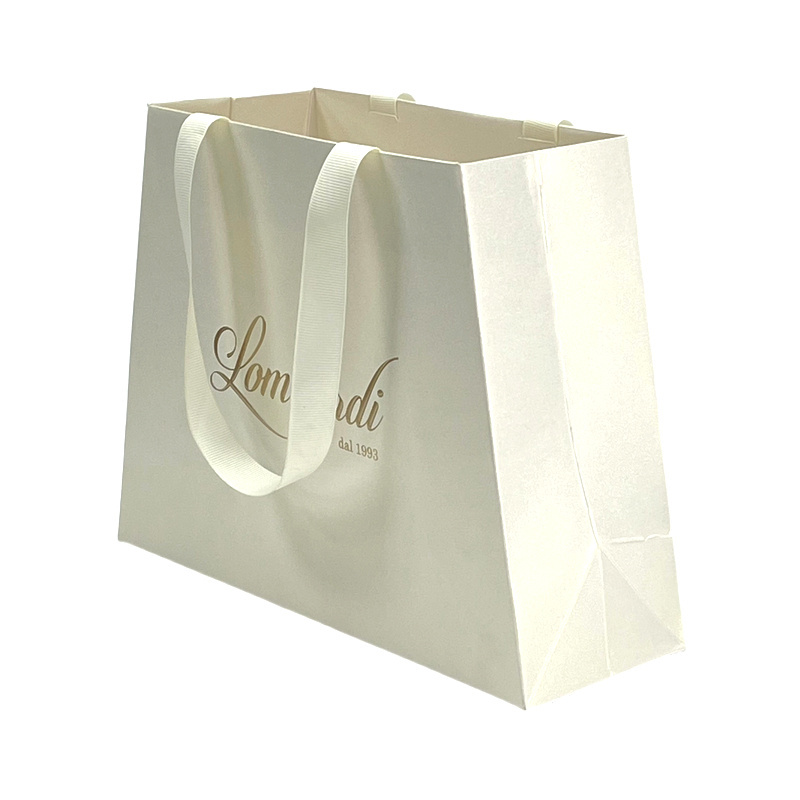 Custom trapezoid victoria secret paper bag with ribbon