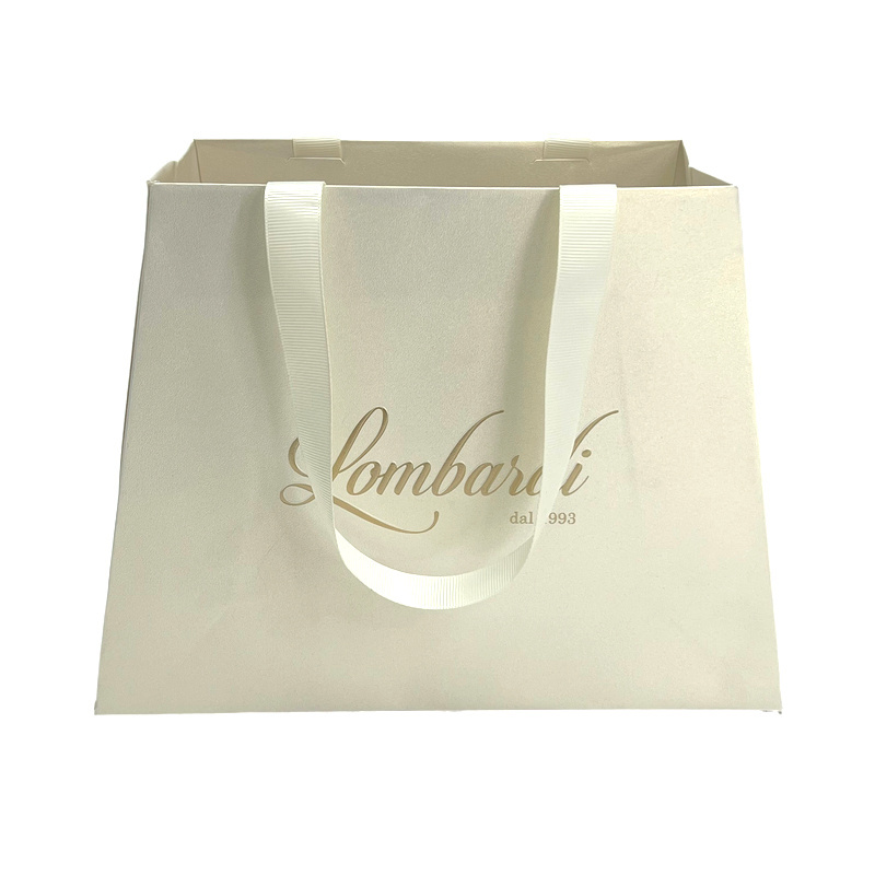 Custom trapezoid victoria secret paper bag with ribbon