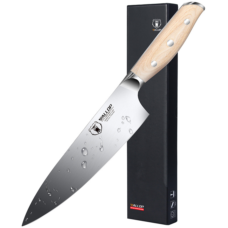 RTS Cuchillos De Cocina Profesional 8 Inch German 1.4116 Stainless Steel Kitchen Chef Knife With Pakka Wood Handle