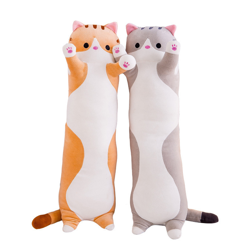 Long pillow foreign trade Cat plush toy large to sleep with doll wholesale soft long body cat plush pillow