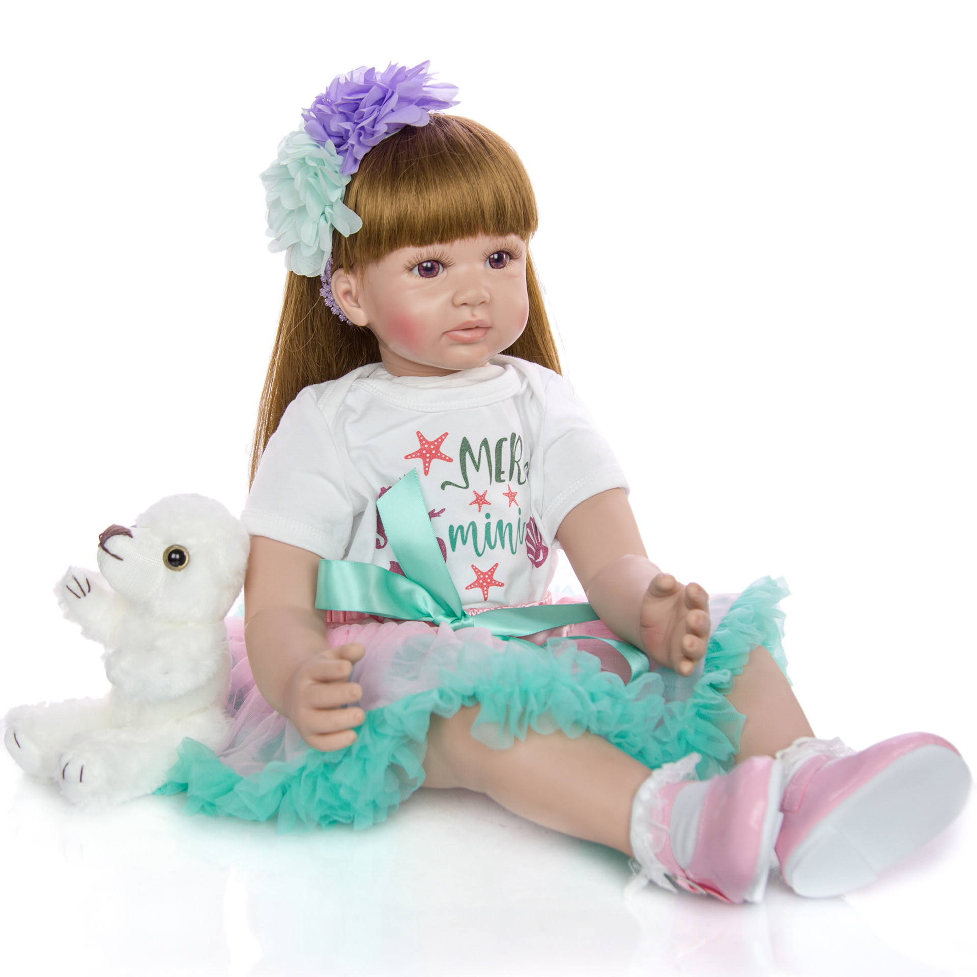 Hot sale reborn doll 60cm Cute Girl with long hair  doll reborn silicone reborn doll for girl's gift