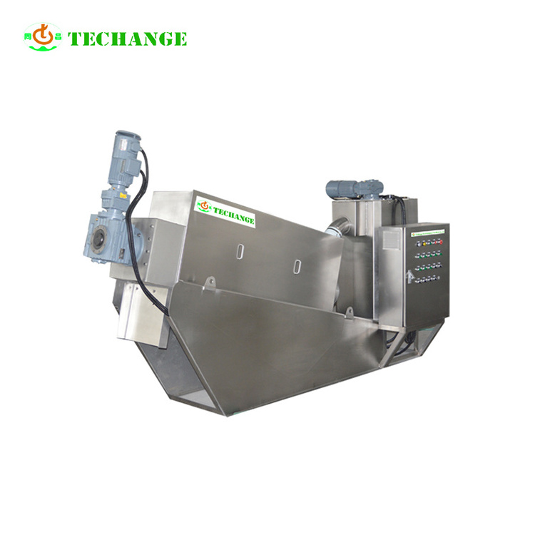 Continuous operation multi-dis dewatering screw press