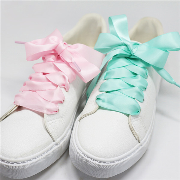 wholesale cheap silk shoe laces  2cm wide fashion ribbon shoelaces