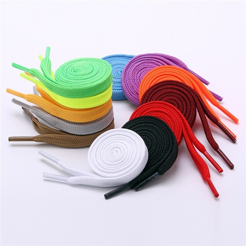 Wholesale Custom 31 Colors Polyester Flat Shoelaces Fashion Double Thickness Shoe Laces 10 mm Width